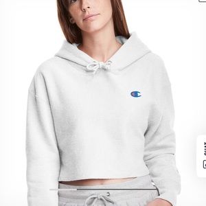 Champion reverse weave cropped sweatshirt hoodie grey heather